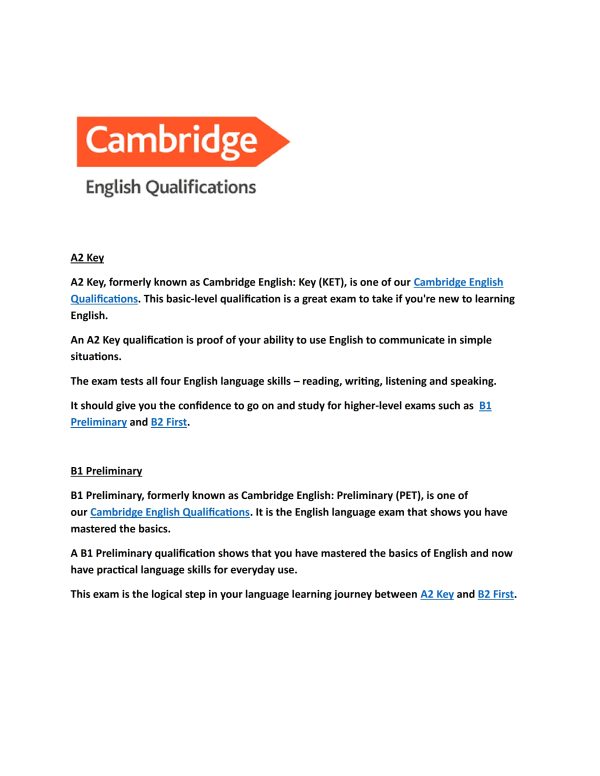 CAMBRIDGE - English Qualifications